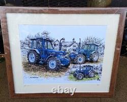 2 Framed Picture Prints Set Deal A4 Size Ford Evolution / County Tractors
