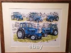 3 Framed Picture Prints Set Deal A4 Size Ford Force Roadless County Tractors