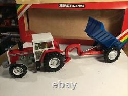 Britains Farm 9606 Massey Ferguson Tractor & Rear Dump Mint In Original Box 1983