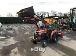 Massey Ferguson 4x4 1010 compact tractor with loader rotavator and topper
