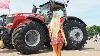 Pretty Girl Tractor Driver Massey Ferguson Deutz Fahr Harvester Agriculture Machines Exhibition 2019